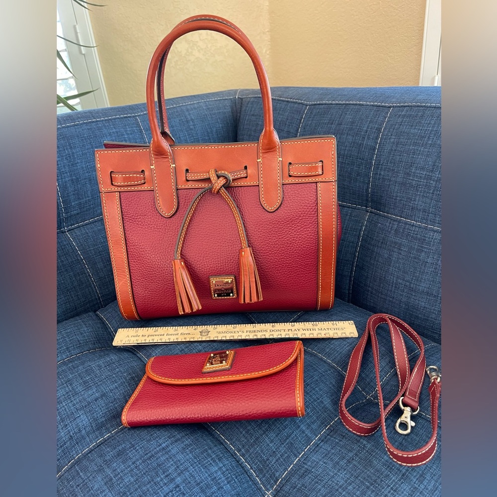 Authentic Dooney & Bourke leather purse, and matching wallet